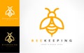 Bee logo vector. Beekeeping design. Insect illustration.